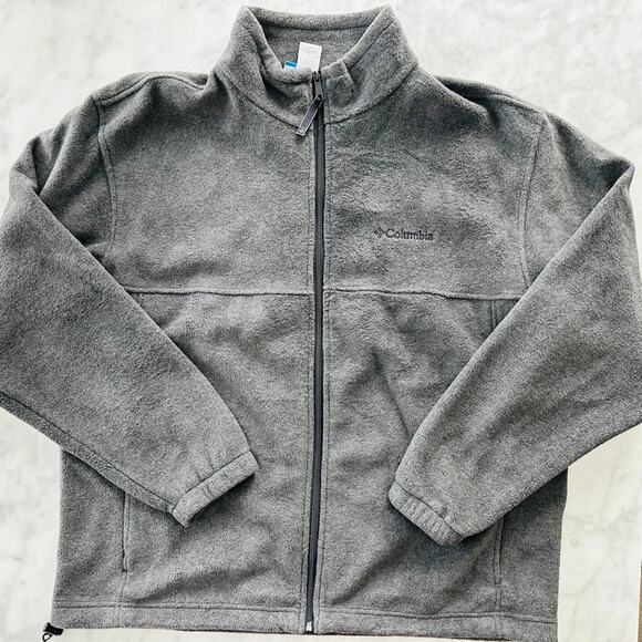 Columbia Fleece Mens Jacket Grey Size XL Full Zip Mock Neck - Picture 1 of 6